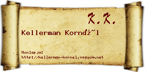Kellerman Kornél névjegykártya